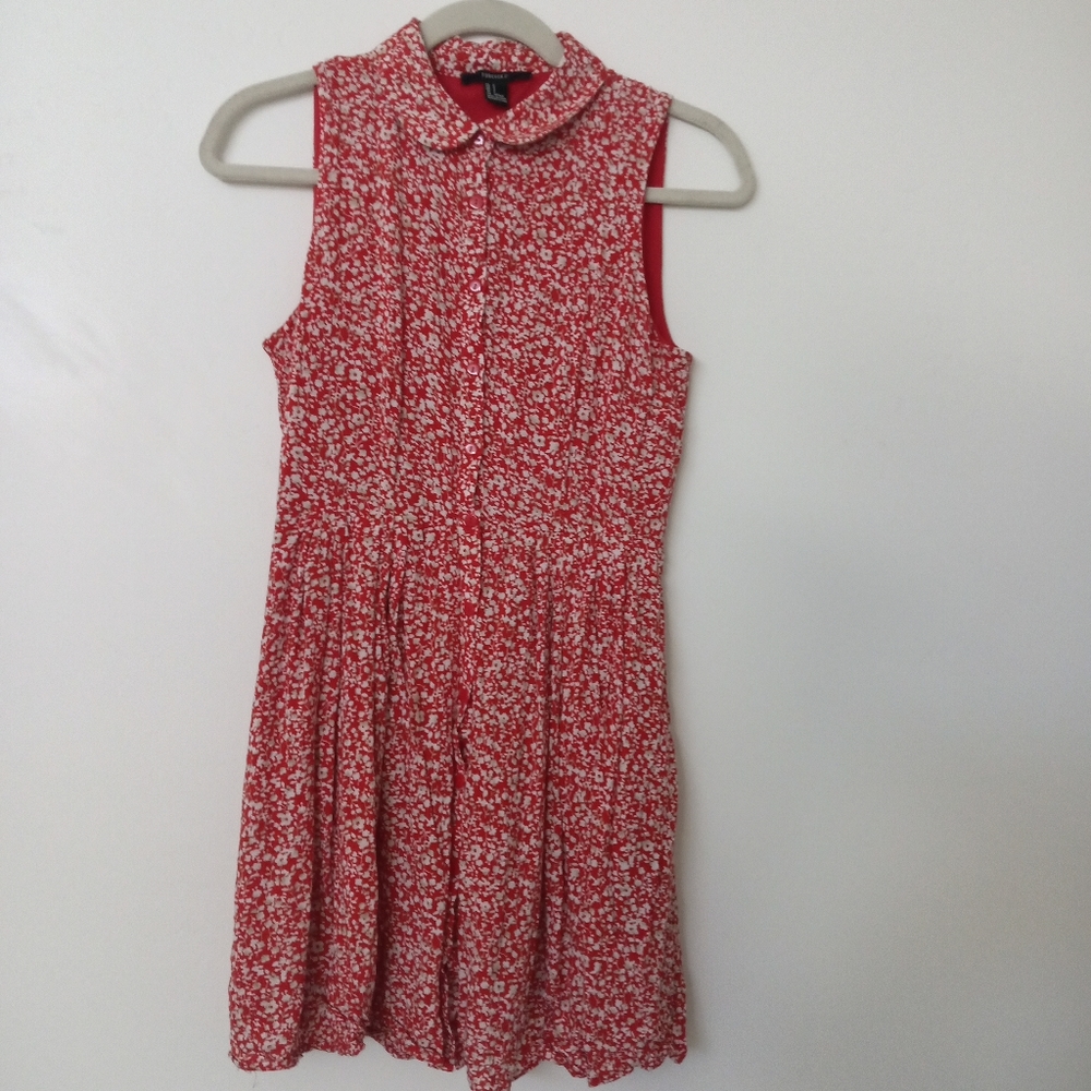 Red and white button up dress
